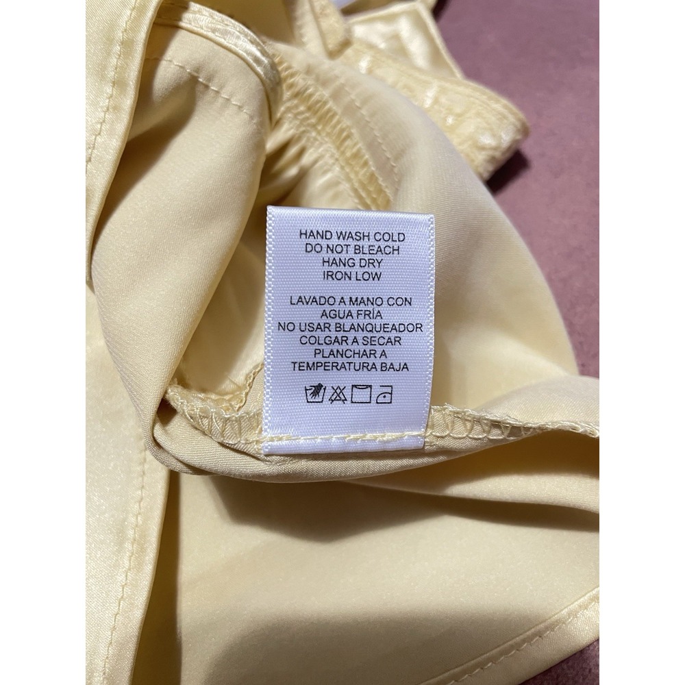 2 Bella Yellow Satin Short Cropped Tank Top Front Tie Size S/M Coquette Bohemian - Picture 11 of 12